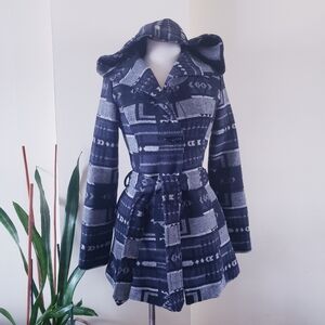 Eclipse Tribal Aztec Print Belted Jacket - XS